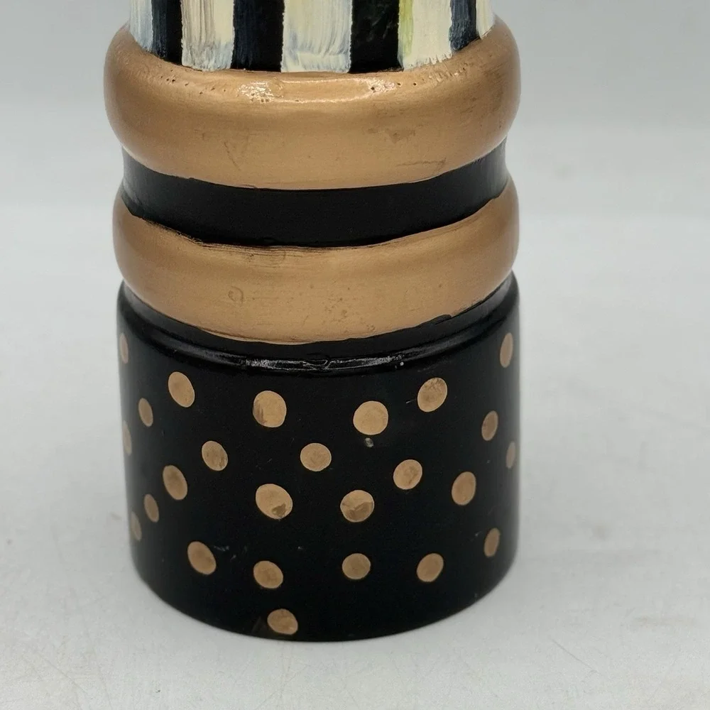 RARE Mackenzie Childs COURTLY CHECK WOOD PEPPER MILL GRINDER 16 1/2